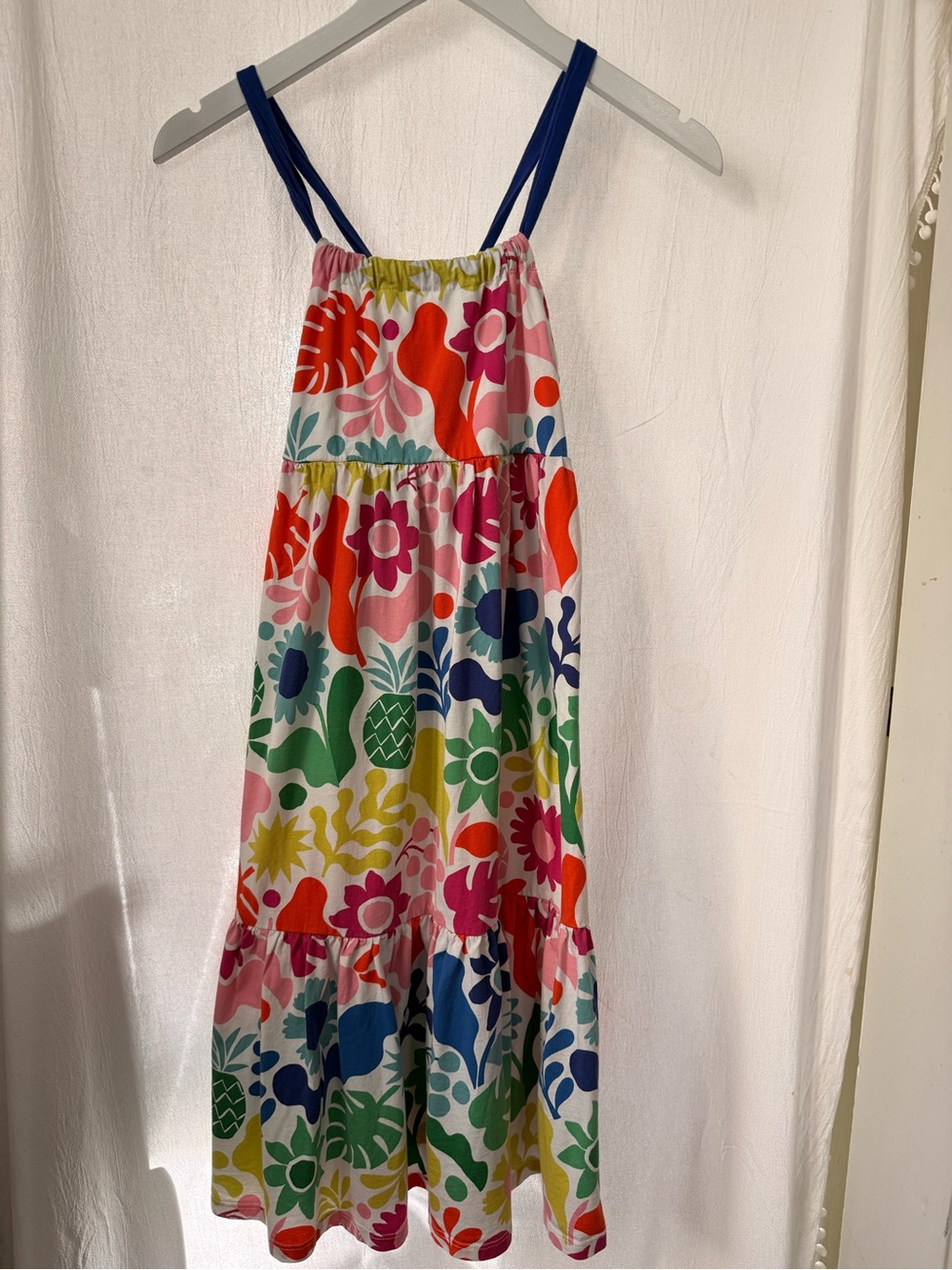 Mini Boden Girl's Colorful Floral Tiered Sundress sz 9-10 yo